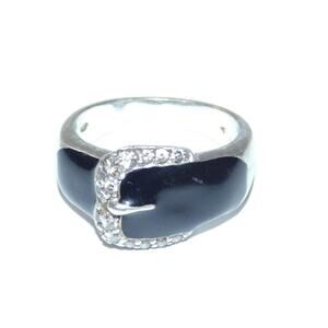 925 Vintage Estate Sterling Silver Ring Belt Buckle Pinkie Pinky US Size 7.75